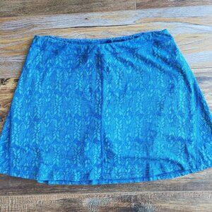 Toad & Co Seleena Activewear Skort Pull-On Drawstring Blue Green Printed